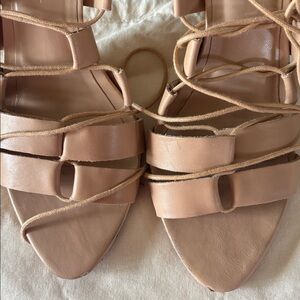 Loeffler Randal Nude Leather Strappy Sandals